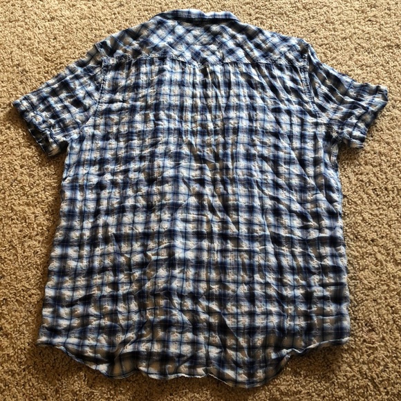 Express Plaid Pearl Snap Short-Sleeved Shirt - Picture 2 of 3